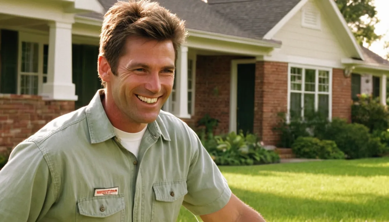 A friendly provider inspecting the exterior of a brick ranch home in Cedar Park with a homeowner